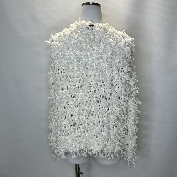 Windsor White Pom Blazer Jacket Womens Small Medium Open Front Streetwear - Picture 3 of 8